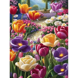 TOSTOG Diamond Painting Kits for Adults,Tulip Diamond Art Kit Full Drill 5D DIY Diamond Art Picture Crystal Arts and Crafts for Home Wall Decor 30x40cm/12x16inch