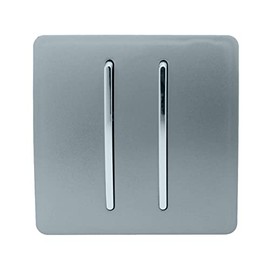 Trendi Switch 2 Gang 1 Way Artistic Modern Glossy 10 Amp Rocker Tactile Light Switch Cool Grey, ART-SS3CG