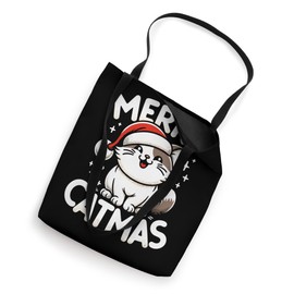 Christmas Munchkin Cat Merry Catmas Santa Hat Xmas Tote Bag