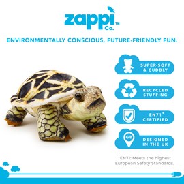 Zappi Co - Children's Realistic Soft Cuddly Plush Toy Animal - Perfect Playtime Companions for Children with Lifelike Detail featured Tiktok (26cm Length) (Indian Star Tortoise)