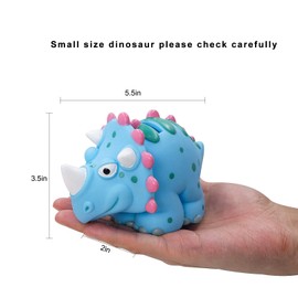 DreamsEden Mini Dinosaur Piggy Bank, Unbreakble Small Cute Plastic Little Triceratops Dino Coin Bank for Girls Boys