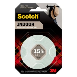 Scotch Indoor Double-Sided Mounting White Tape, 1/2 in x 80 in, Features 3M Industrial Strength Adhesive, Delivers a Strong & Permanent Bond on Contact, No Mess or Tools (110S)