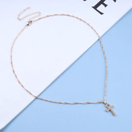 Cimenexe Bohemian Cross Pendant Necklace Gold Cross Necklace Chain Cross Chain Necklace Gender Symbol Necklace Minimal Religion Feminist Necklace Choker Jewelry for Women and Girls