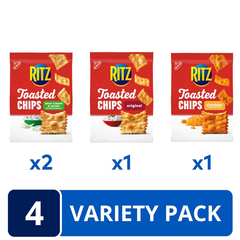 RITZ Toasted Chips Variety Pack,Cheddar, Sour Cream and Onion, and