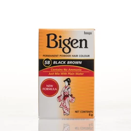 Bigen Permanent Powder Hair Color - 58 - Black Brown | No Ammonia (Pack of 4)