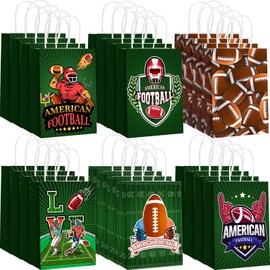 Dyrfolm 24 Pcs Football Party Favor Bags,Football Gift Bags with Handles,Football Paper Goodie Bags,Football Party Treat Bags,Football Theme Party Decorations for Birthday Baby Shower Party Supplies