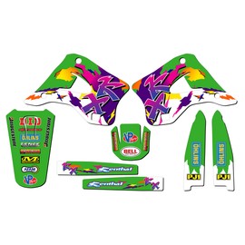 Senge Graphics Inc 1994-1995 KX 125 THROWBACK Green Senge Graphics Kit Compatible with Kawasaki - Base Kit, 18/21