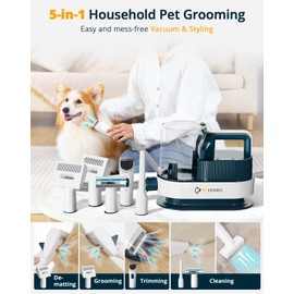 PETEMPO Dog Grooming Vacuum, 9 in 1 Dog Grooming Kit & Dog Hair Vacuum Suction 99% Pet Hair, 2L Dust Cup Dog Brush for Shedding Vacuum