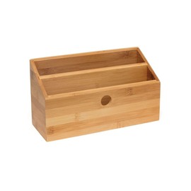 Lipper International 808 Bamboo Wood 2-Slot Office Supply Desk Organizer, 10 3/4" x 4 1/8" x 6"