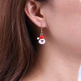 Cimenexe Vintage Enamelled Santa Earrings Red Santa Earrings Santa Earrings Santa Earrings Xmas Earrings Jewellery for Women and Girls Gifts, Zinc, No Gemstone