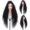 FANCEE Black Long Kinky Curly Wig 13x4x1 T Lace Middle