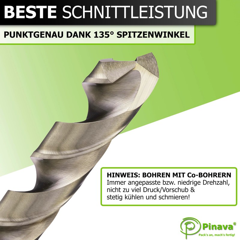 Pinava® Metal Drill Bit Set HSS Cobalt Pro [Extra Sharp