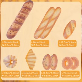 Woration 10pcs Artificial French Bread Set Fake Loaf Simulation Baguette Faux Pastries Food Model Display Home Kitchen Decoration Bakery Ornament