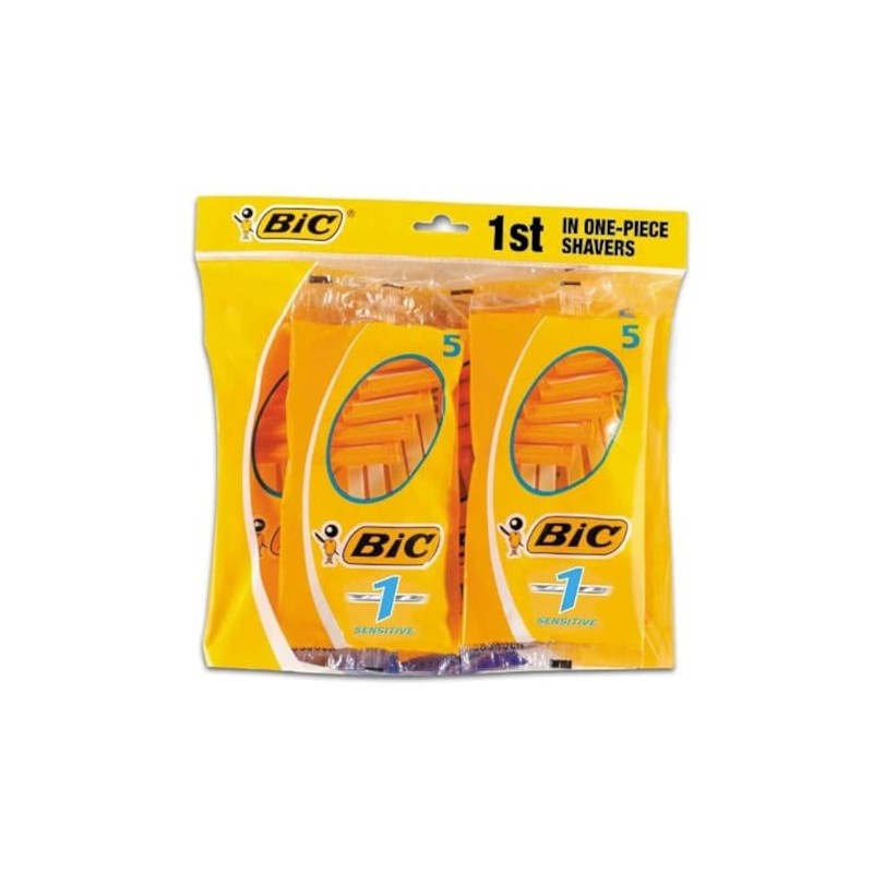 BiC 1 Sensitive Mens Single Blade Disposable Shaver 8 Packs