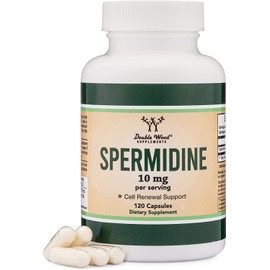 Spermidine Supplement (10mg of 99% Spermidine 3HCL - Third Party Tested) 120 Capsules - Over 100x More Potent Than Wheat Germ Extract for Cell Membrane, Telomere Health and Aging by Double Wood