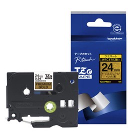 Brother Genuine PieTouch Laminating Tape TZe-PR851 0.9 inch (24 mm) Wide (Black Letter/Premium Gold)