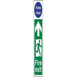 V Safety Fire Exit Door Plate Man Right/Keep Clear Sign - 75mm x 300mm - 1mm Rigid Plastic