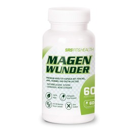 SRS Fit&Health - Gastric Miracle, 60 Capsules, Vegan Herbal Capsules with Fennel, Anise and Cumin, as well as Special Digestive Enzyme Lactase, No Additives, Small Capsules, German Premium Quality