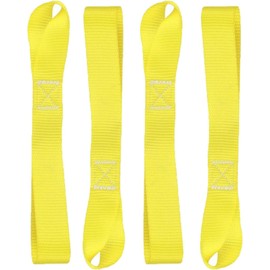 AsgenoX 4 Pack Soft Loop Tie Down Straps - 2 inch x 19.7 inch- 45000 Lbs Breaking Strength - Loops for Securing ATV, Motorcycles, UTV, Dirt Bikes,Scooters, Lawn & Garden Equipments (Yellow)