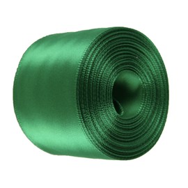 Emerald Green Rolled up 1-1/2" Single FACE Satin Ribbon 100% Polyester Choose Length (1-1/2" x 3 Yards)