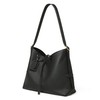 Leather Shoulder Bag For women Large Travel Hobo Tote Handbags With Adjustable Handle (DS877-Black)