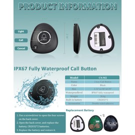 WNKRUN Wireless Call Buttons 2-Key for Restaurant Pager System M2 (Must be Used in Conjunction with WNKRUN's Receiver!)