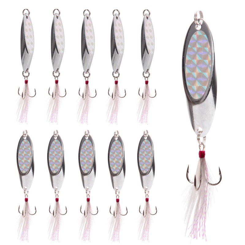 Shaddock Metal Spoon Fishing Lures 10pcs Spinner Baits for Trout