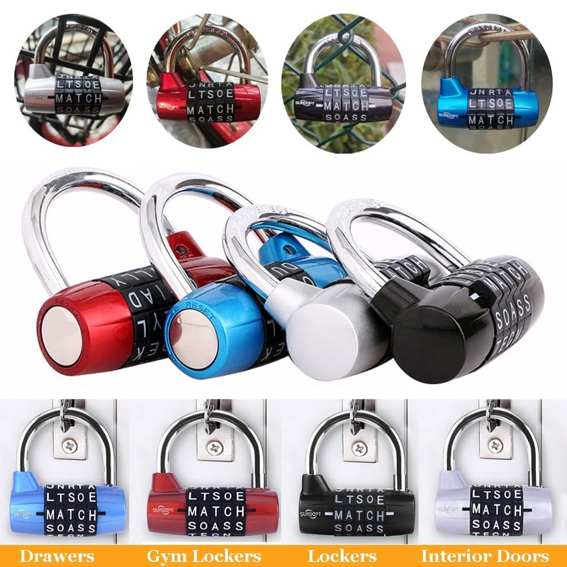 Black Gym Lock - 5 Letter Word & 5 Digit