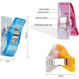 QMay Sewing Clips, 200 Pcs Quilting Clips with a Plastic Box, Versatile Craft Clips for Quilting, Fabric Clips, Binding, Crocheting, Kniting etc. Color: Random, Size: 27x15x10 mm