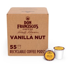 Don Francisco's Vanilla Nut Flavored Coffee - 55 K-Cup Compatible Single-Serve Pods - 100% Arabica - Compatible with Keurig Brewers