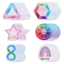 JOFONY 36PCS Anxiety Sensory Stickers,6 Styles Calm Paster Tactile Fidget Textured Mindfulness Sticker for Desk Water Bottle Laptop Stress Anxiety Relief Counselor Kids Adult School Supplies