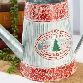 Set of 2 "Farm Fresh Christmas Trees" 8-1/4" Decorative Watering Cans