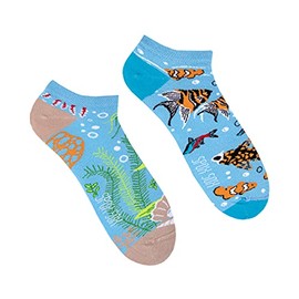 Spox Sox Low Unisex Multicoloured Trainer Socks for Individualists, Aquarium