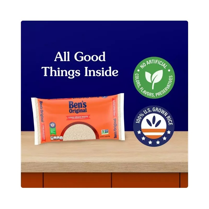 BEN'S ORIGINAL Enriched Long Grain White Rice, Parboiled Rice, 5