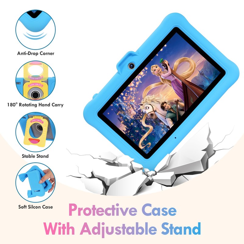 TABTIVI 7 Inch Android Kids Tablet, 8 (3+5) GB RAM,