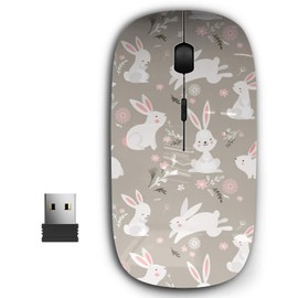 KAWAMOUSE 2.4G Ergonomic Portable USB Wireless Mouse for PC, Laptop, Computer, Notebook with Nano Receiver (Easter Design Bunnies)