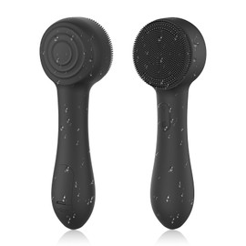 Facial Cleansing Brush Silicone Face Scrubber Waterproof Rechargeable Exfoliator Massage Device for Men & Women, Deep Pore Cleansing, Exfoliating, Removing Blackhead Electric Face Scrub Brush (Black)