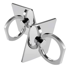[2 Pack] Square Sparkling Cell Phone Ring Holder Stand,360 Degree Rotation and 180 DegreeAdjustable Finger Ring Kickstand with Polished Metal Phone Grip (Silver)