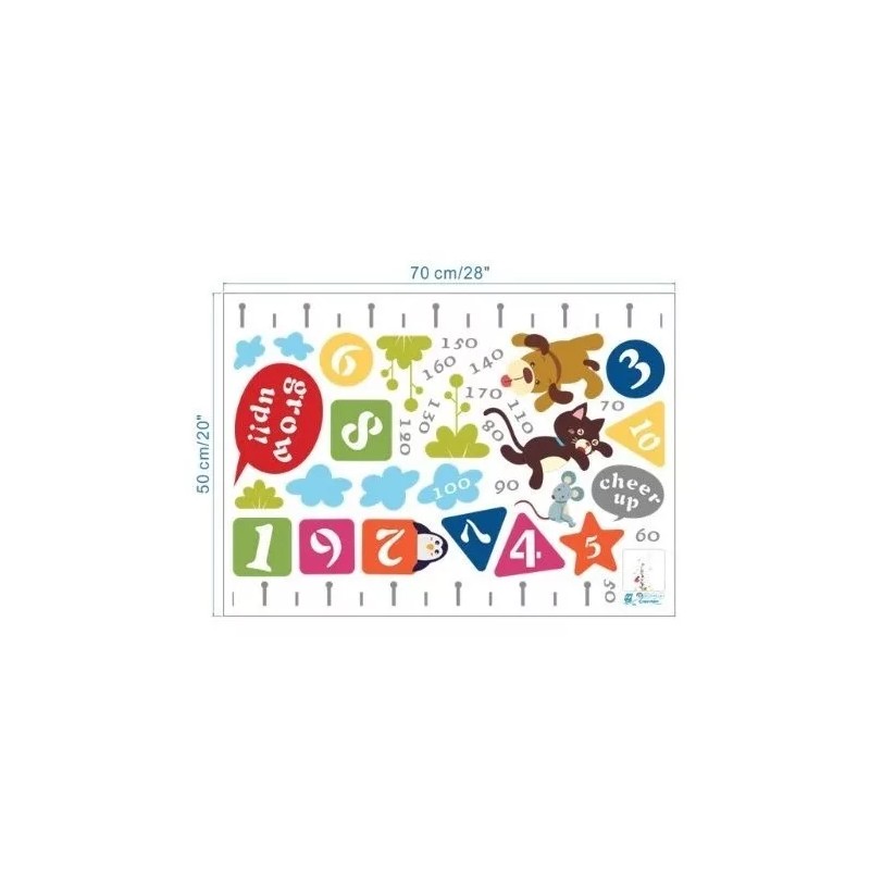 DaraBaby Vinil Decorativo Infantil Regla Medición Números Gato Yperro