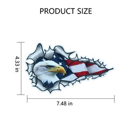 HZEL American Bald Eagle Car Decal, 2PCS 7.48X4.33 Inch Waterproof Vehicle Bumper Sticker, Patriotic Automotive Outdoor Window Wall Decal Accessories, Universal for SUV, Sedan, Truck (Style B)