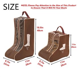 Xnovies 3 Pcs Boots Storage Bag, Portable Widen Tall Boots Storage, Short Shoe Bags for Storage, Brown Shoe Dust Proof Bags, Shoe Travel Bags for Packing, Cowboy Boots, Home Storage