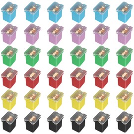 Joinfworld 36Pcs Jcase Fuse Assortment Kit Automotive Low Profile Box Shaped Micro Cartridge Fuses(20A, 30A, 40A, 50A, 60A, 80A) for Ford Chevy/GM Nissan and Toyota Pickup Trucks Cars SUVs