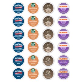 Hot Chocolate K-Cups for Keurig Variety Pack Sampler. All the Top Cocoa In One Box. Includes Dunkin, Swiss Miss, Starbucks, Cafe Escapes, Laura Secord, and Victor Allen. 24 Count