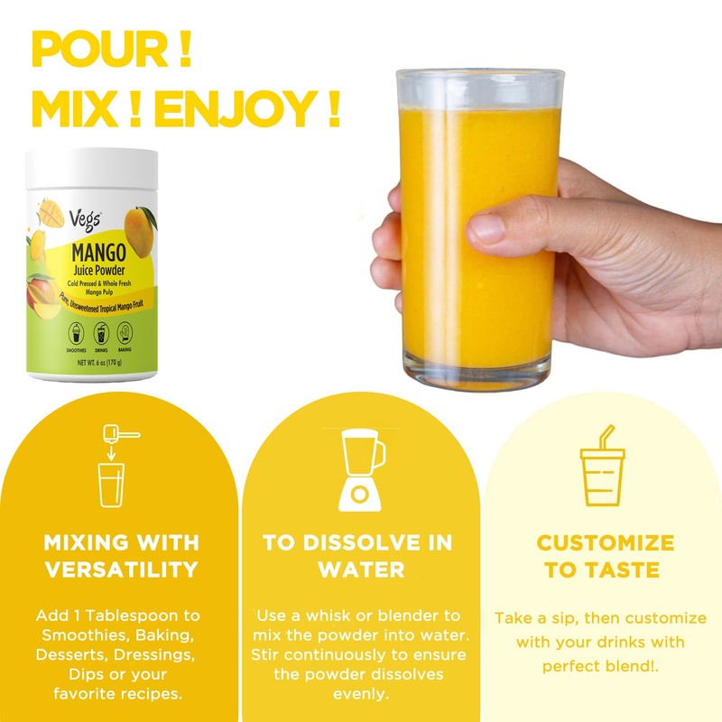 Vegs Mango Juice Powder - Freeze Dried Organic Mango Juice