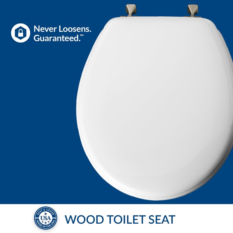 MAYFAIR 844BN 000 Toilet Seat with Brushed Nickel Hinges will
