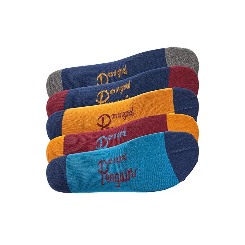 Original Penguin Mens Five Pack Stripe Socks (Navy/Burgundy/Blue Multi, UK