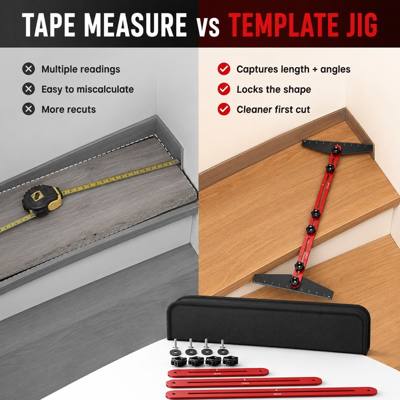 Adjustable Stair Tread Template Tool for Precise Cuts – 10.2–60