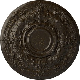 Ekena Millwork CM28OSSHC Oslo Ceiling Medallion, 28 1/8"OD x 1 3/4"P (Fits Canopies up to 10 1/2"), Hand-Painted Stone Hearth Crackle
