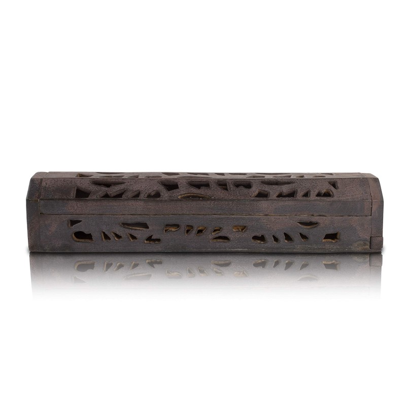 Wooden Incense Holder Cone Burner Coffin with Storage Compartment Organic