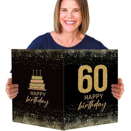 BOFUNX BOFUNX 60. Geburtstagskarte Groß Happy Birthday Grußkarte Geburtstag Glückwunschkarte Gästebuch Gastposter für Männer Frauen Geburtstag Partydeko